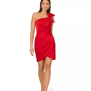 Adrianna Papell Vibrant Red One-Shoulder Dress